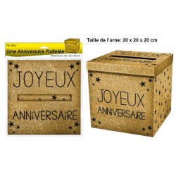 Urne Joyeux Anniversaire Pailletée Or