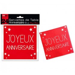 Serviette en Papier Joyeux Anniversaire Rouge