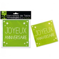 Serviette en Papier Joyeux Anniversaire Vert