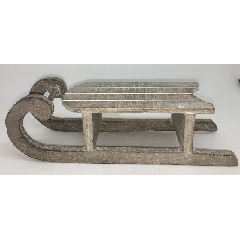 Luge en Bois 20cm Aspect Patiné
