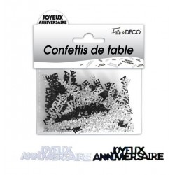 Confettis de Table Joyeux Anniversaire Noir / Blanc
