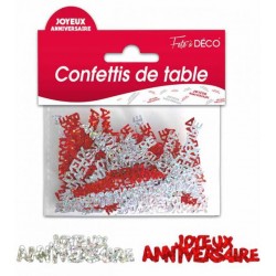 Confettis de Table Joyeux Anniversaire Rouge / Argent