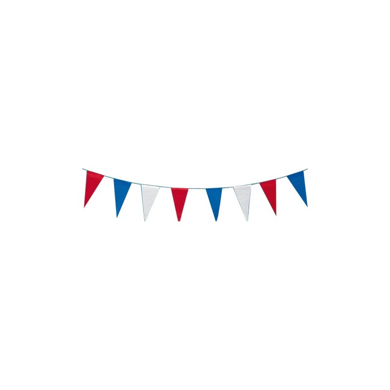 Guirlande Tricolore 10 Mètres Fanions Triangulaires 20cm