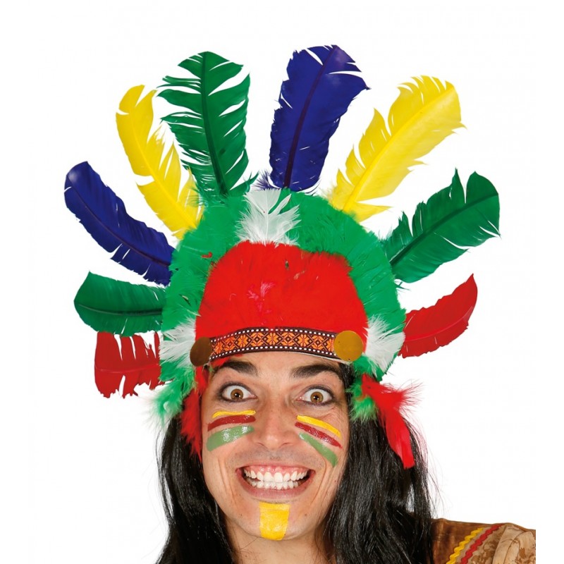 Coiffe D'Indien Plumes Multicolores
