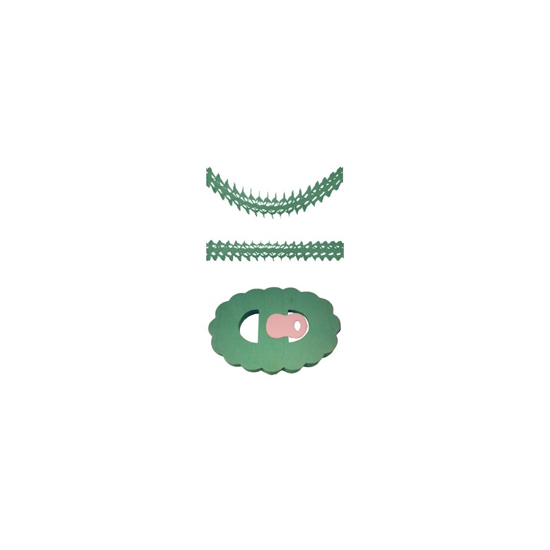Guirlande Zinnia Vert D'eau Papier Ignifugé 4,50 Mètres