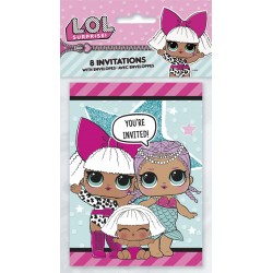 Cartes d'Invitation Anniversaire Lol Surprise avec Enveloppes 8 Pièces