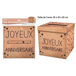 Urne Joyeux Anniversaire Pailletée Cuivrée