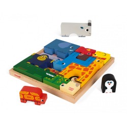 Puzzle à Encastrements Et Jeu D'Equilibre Les Animaux - Janod