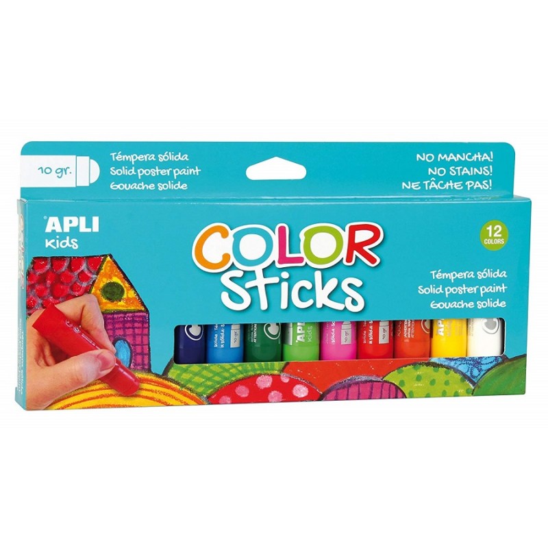 Tubes de Gouaches Solides 12 Crayons - Apli Kids 14228 Tubes de Gouaches Solides 12 Crayons - Apli Kids 14228