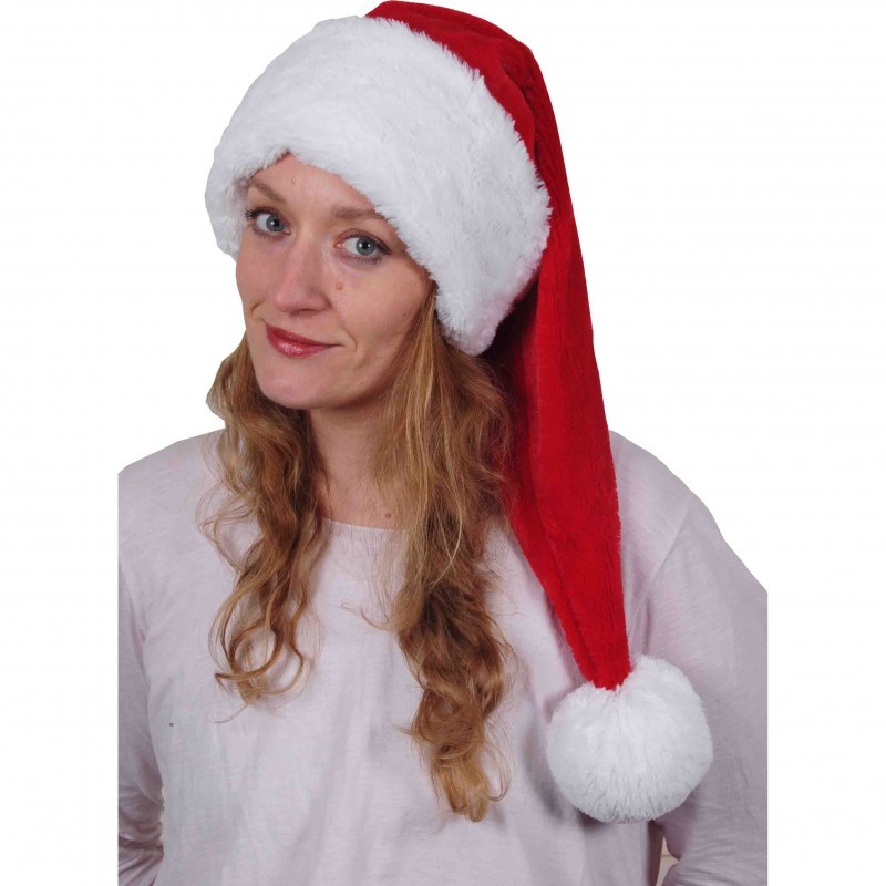 Bonnet de Noël Long Bord Large et Gros Pompon