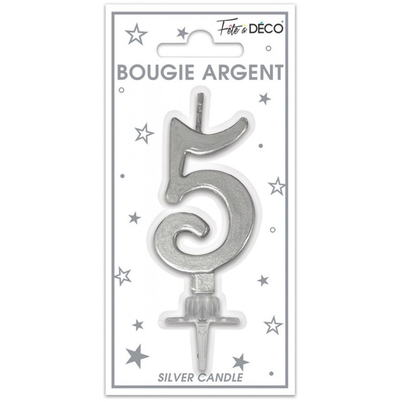 Bougie Anniversaire Chiffre 6 Argent Métallique Bougie Anniversaire Chiffre 6 Argent Métallique