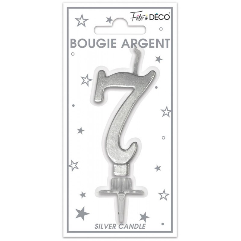 Bougie Anniversaire Chiffre 7 Argent Métallique Bougie Anniversaire Chiffre 7 Argent Métallique