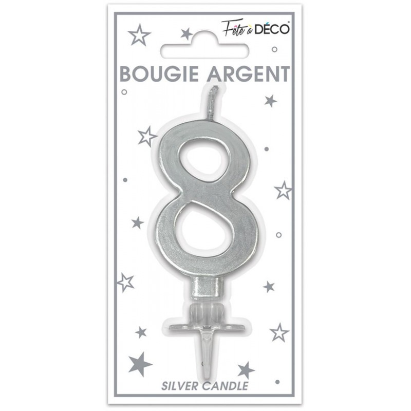 Bougie Anniversaire Chiffre 8 Argent Métallique Bougie Anniversaire Chiffre 8 Argent Métallique