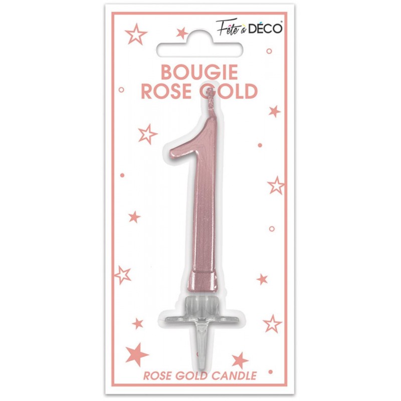 Bougie Anniversaire Chiffre 1 Rose Gold Métallique Bougie Anniversaire Chiffre 1 Rose Gold Métallique