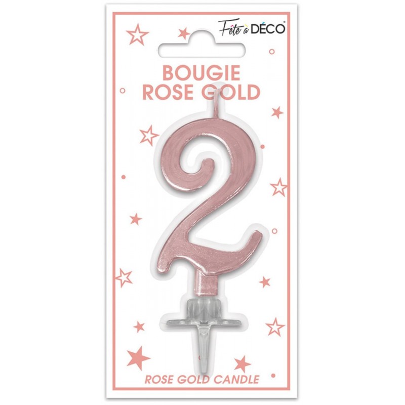 Bougie Anniversaire Chiffre 2 Rose Gold Métallique Bougie Anniversaire Chiffre 2 Rose Gold Métallique