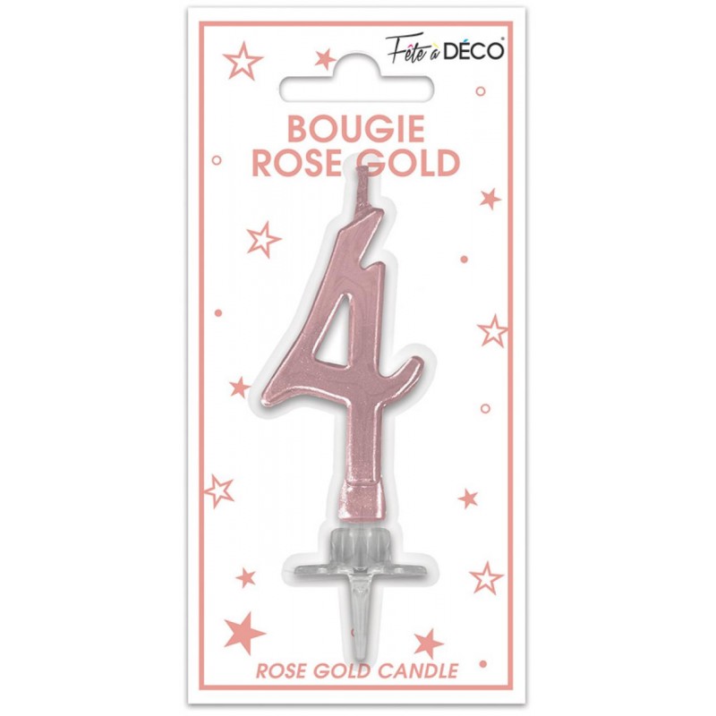 Bougie Anniversaire Chiffre 4 Rose Gold Métallique Bougie Anniversaire Chiffre 4 Rose Gold Métallique