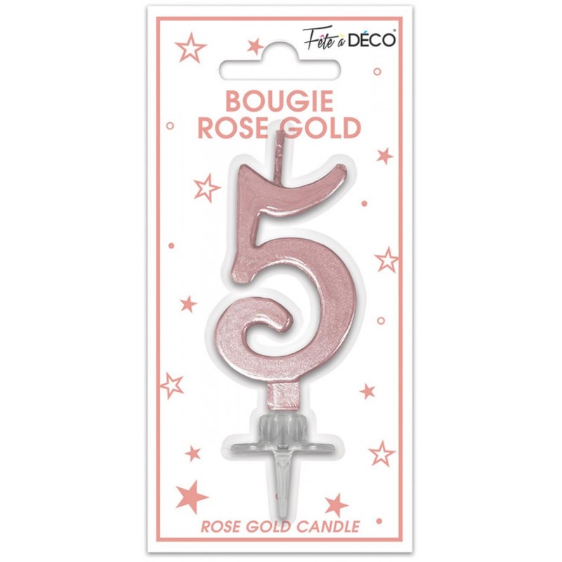 Bougie Anniversaire Chiffre 5 Rose Gold Métallique Bougie Anniversaire Chiffre 5 Rose Gold Métallique