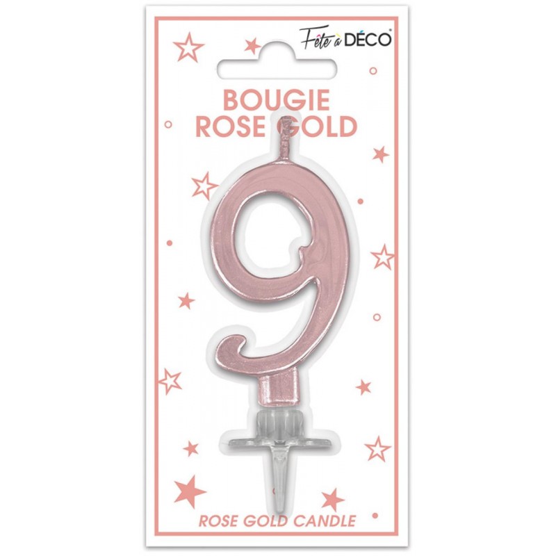 Bougie Anniversaire Chiffre 9 Rose Gold Métallique Bougie Anniversaire Chiffre 9 Rose Gold Métallique