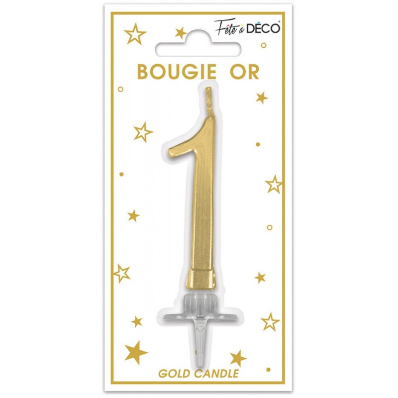 Bougie Anniversaire Chiffre 1 Or Métallique Bougie Anniversaire Chiffre 1 Or Métallique