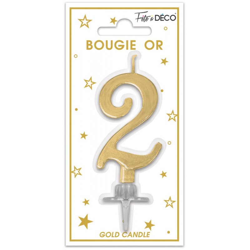 Bougie Anniversaire Chiffre 2 Or Métallique Bougie Anniversaire Chiffre 2 Or Métallique
