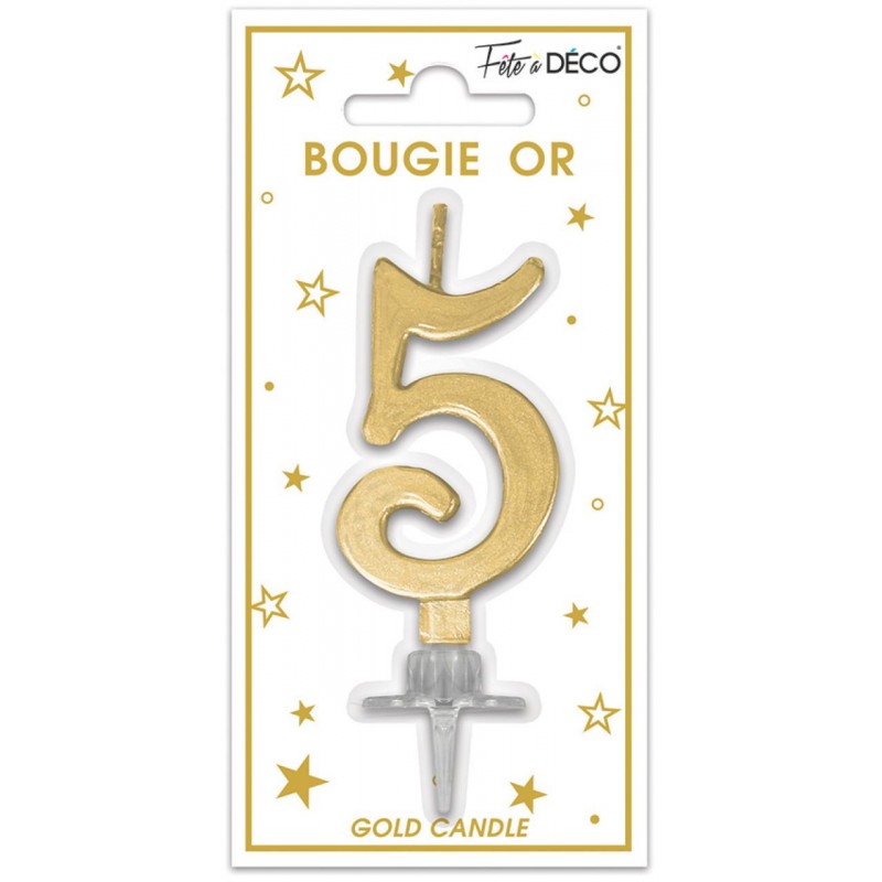 Bougie Anniversaire Chiffre 5 Or Métallique Bougie Anniversaire Chiffre 5 Or Métallique