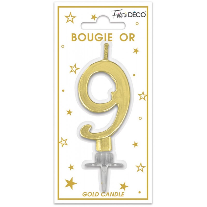 Bougie Anniversaire Chiffre 9 Or Métallique Bougie Anniversaire Chiffre 9 Or Métallique