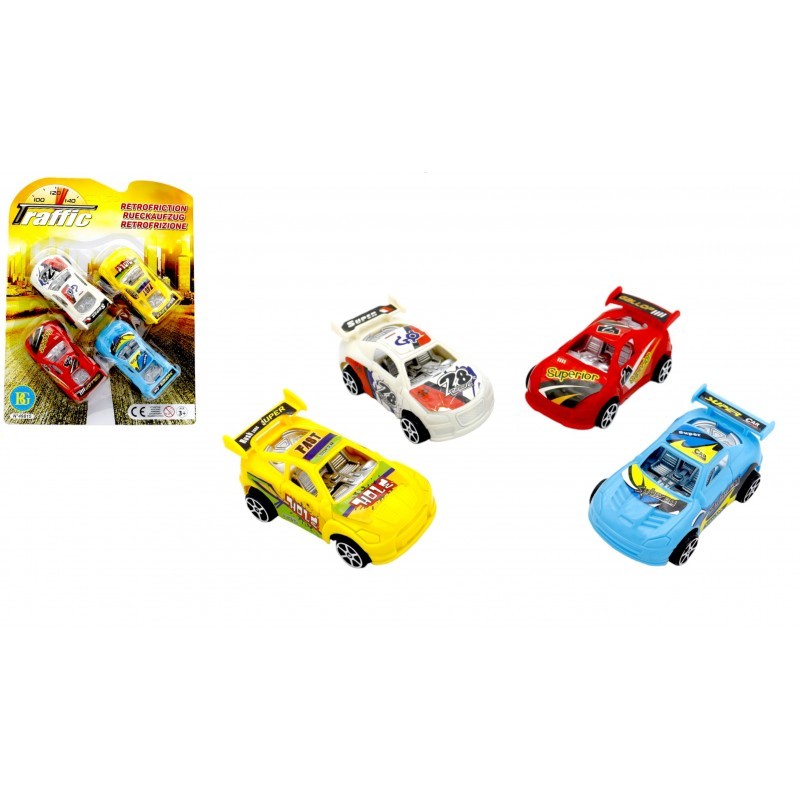 Voiture de Sport Rétro Friction 8,5cm 4 Pièces Voiture de Sport Rétro Friction 8,5cm 4 Pièces