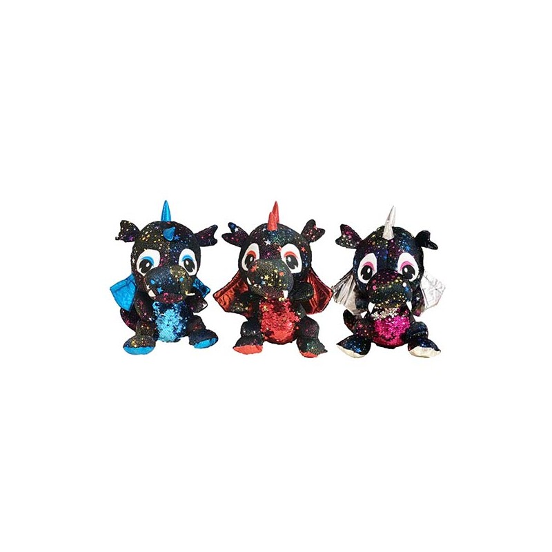 Peluche Géante Dragon Noir Avec Sequins 60cm Peluche Géante Dragon Noir Avec Sequins 60cm