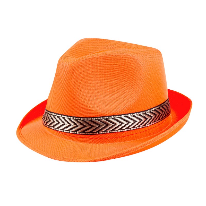 Chapeau Borsalino Orange Fluo avec Bandeau Chapeau Borsalino Orange Fluo avec Bandeau