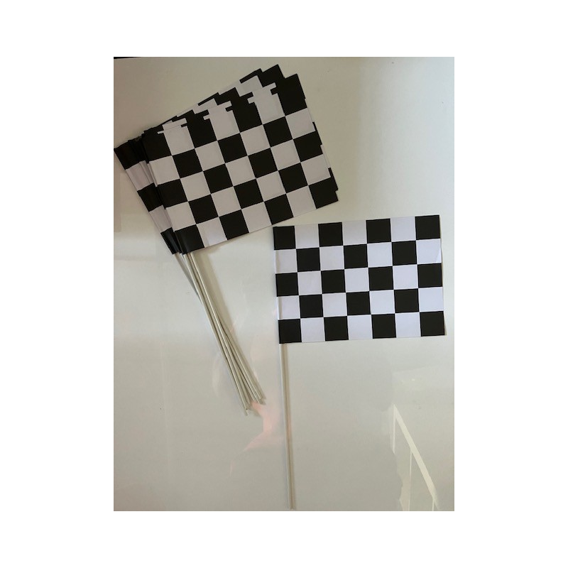 Drapeau à Damier 14 x 21cm avec Bâton Drapeau à Damier 14 x 21cm avec Bâton