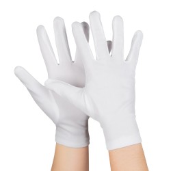 Gants Courts en Coton Blanc