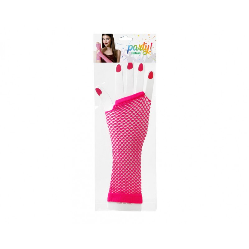 Gants Longs Résille Rose Fluo Gants Longs Résille Rose Fluo