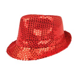 Chapeau Borsalino Paillettes Sequins Rouge