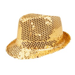 Chapeau Borsalino Paillettes Sequins Or