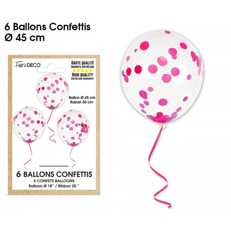 Ballons de Baudruche Confettis Noir 6 Pièces