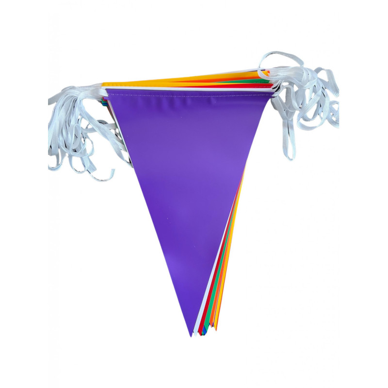 Guirlande Multicolore 10 Mètres Grands Fanions Triangulaires