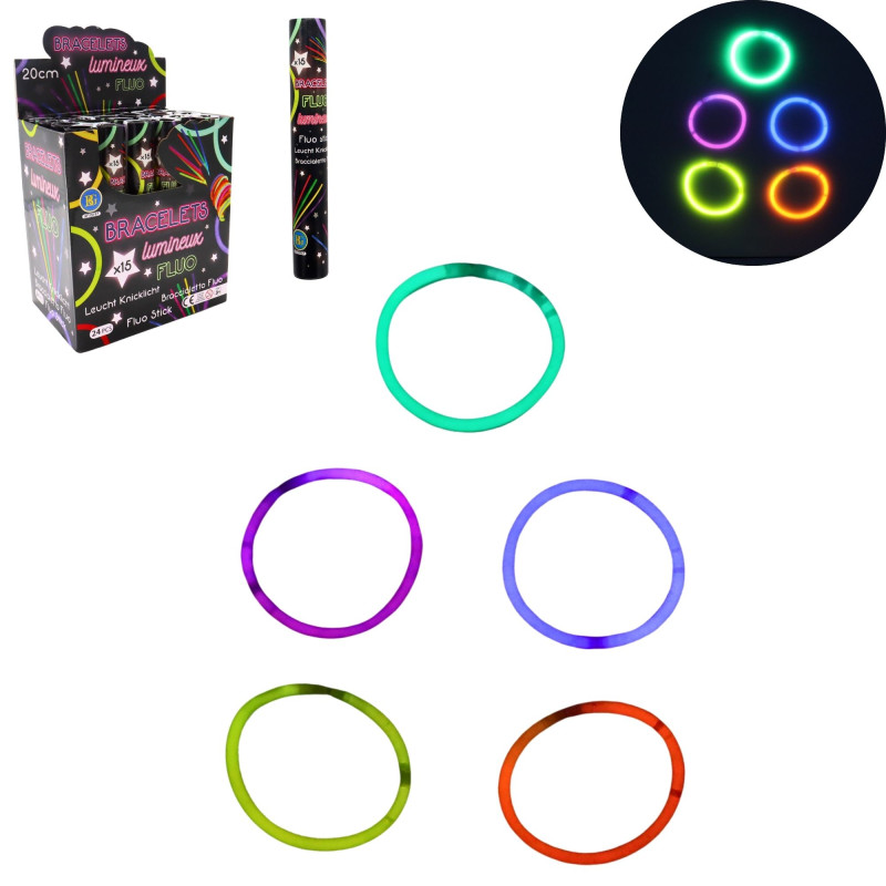 Bracelets Fluorescents 15 Pièces avec Embouts