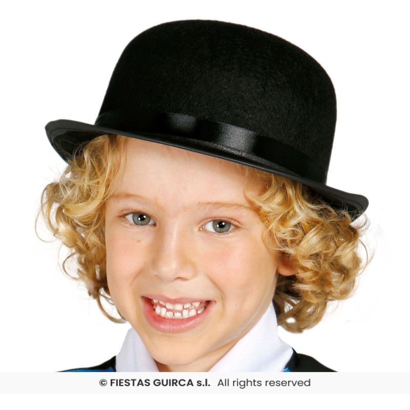 Chapeau Melon Noir Enfant Feutrine