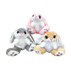 Peluche Lapin Assis Avec Yeux Brillants 25cm
