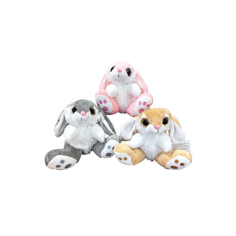 Peluche Lapin Assis Avec Yeux Brillants 25cm