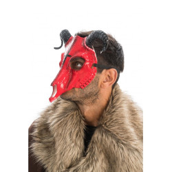 Masque En Plastique Squelette Bête à Cornes Rouge