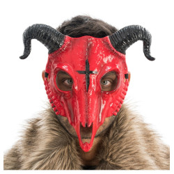 Masque En Plastique Squelette Bête à Cornes Rouge