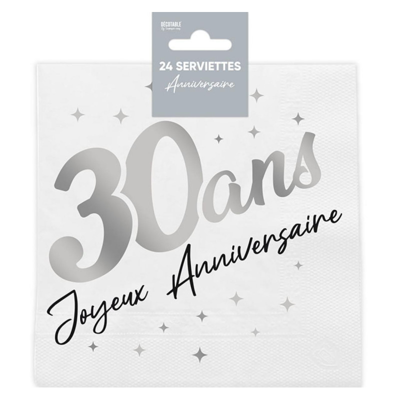Serviette en Papier Joyeux Anniversaire 30 Ans