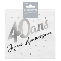 Serviette en Papier Joyeux Anniversaire 40 Ans