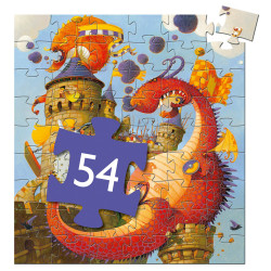 Puzzle Silhouette Vaillant et Les Dragons 54 Pièces - Djeco