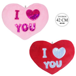 Peluche Coeur Fourrure I Love You 42cm