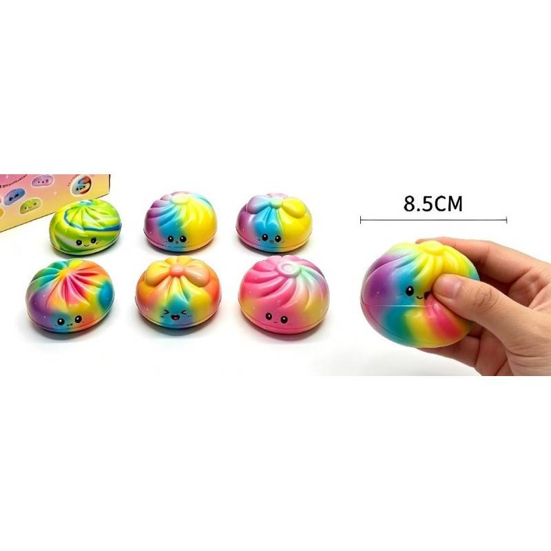 Dumpling Squishy Mystère Mousse Arc-en-Ciel 8,5cm