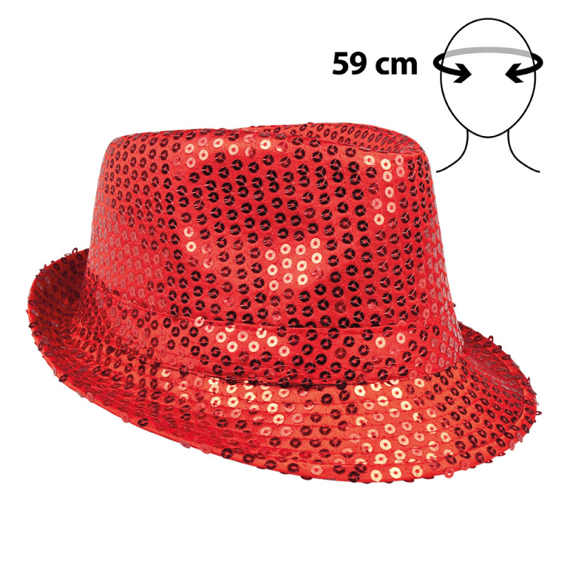 Chapeau Borsalino Paillettes Sequins Rouge