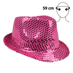 Chapeau Borsalino Paillettes Sequins Rose Fuchsia