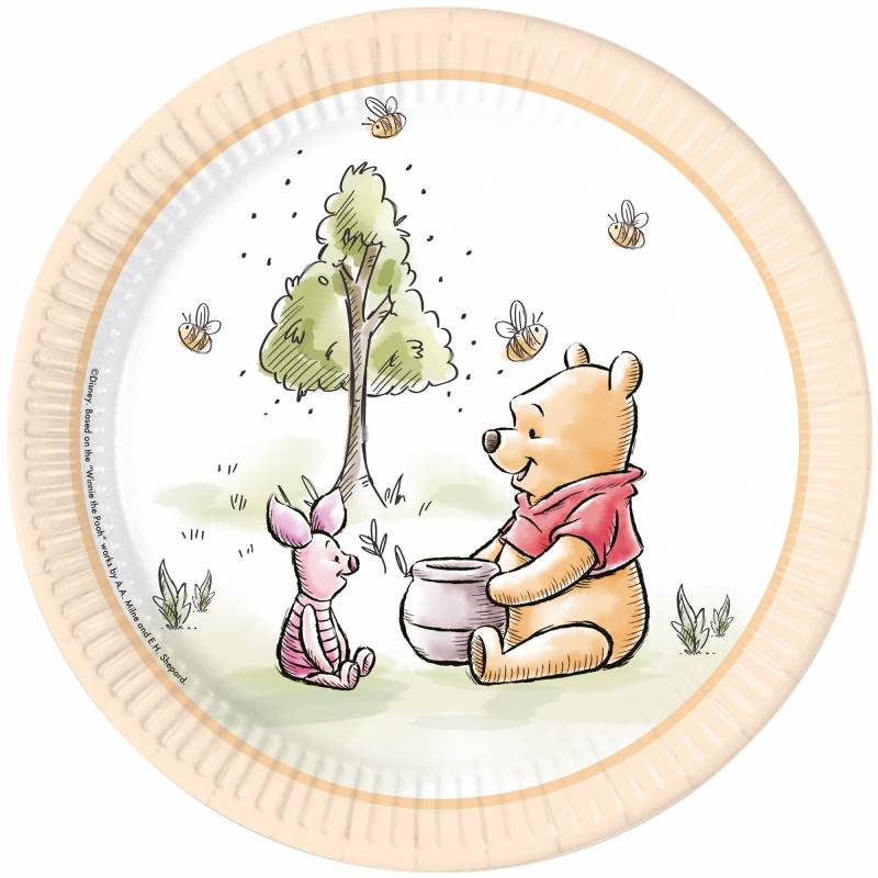 Assiettes En Carton Anniversaire Winnie The Pooh - 8 Pièces